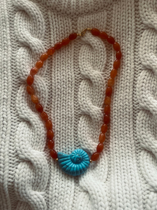 Shell necklace Orange Blue
