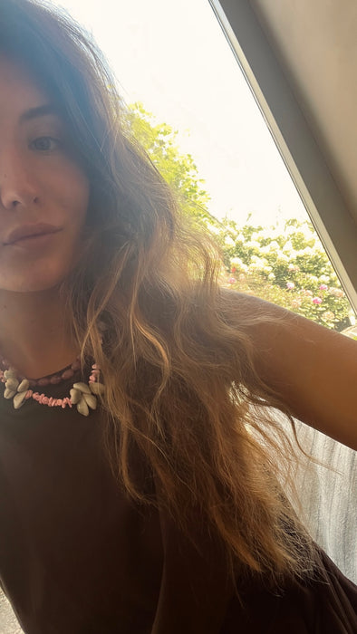 Pink chipstone shell necklace