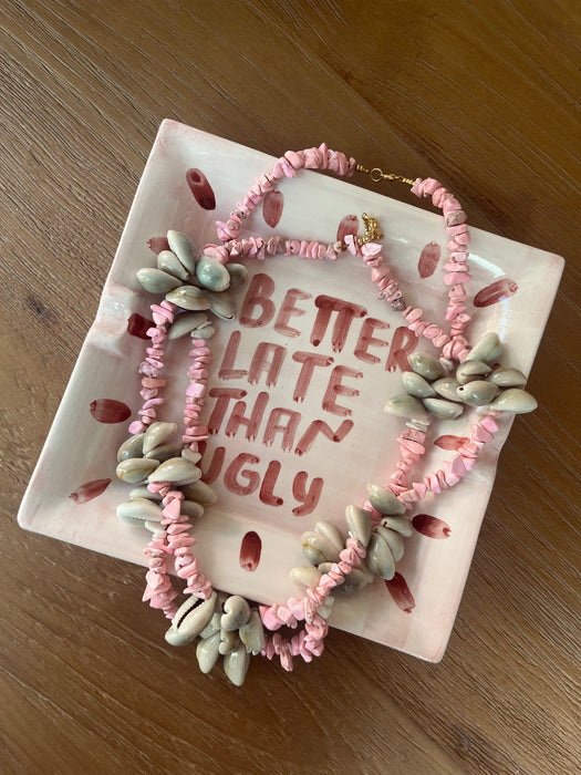 Pink chipstone shell necklace
