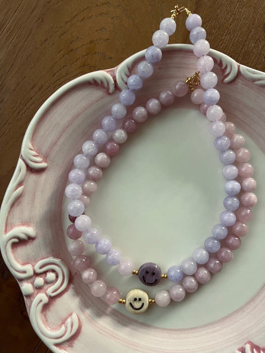 Light pink smiley necklace