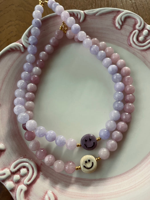 Purple smiley necklace