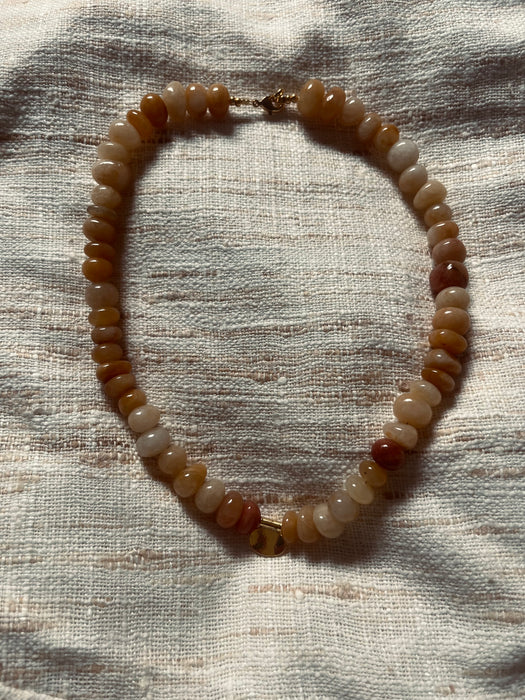 Yellow natural stone necklace | Golden charm