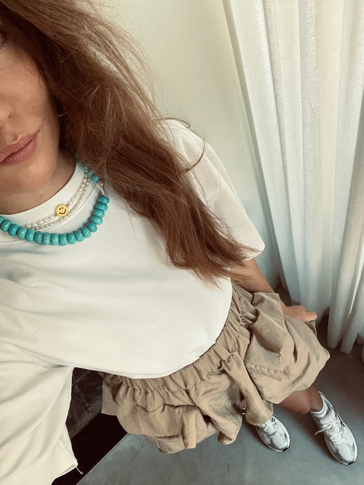 Large turquoise necklace with pearl