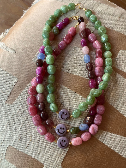 Purple smiley necklace