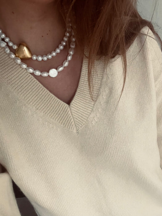 Pearl golden heart necklace