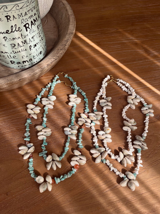 Turquoise chipstone shell necklace