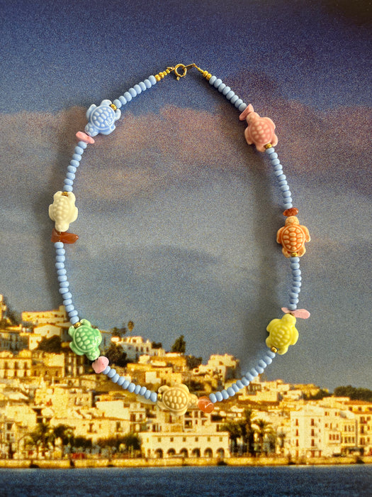 Turtle necklace blue
