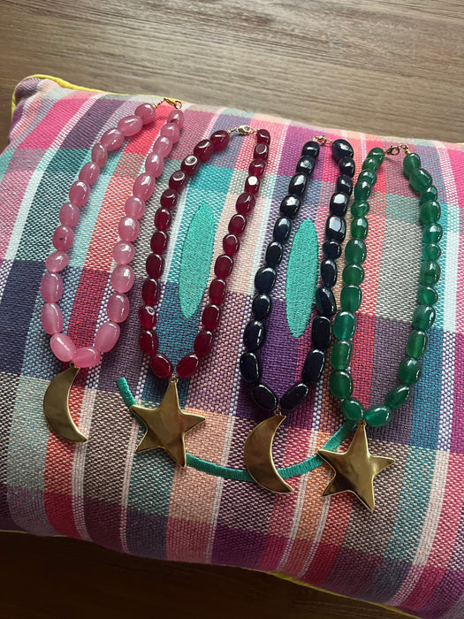Moon necklace | Pink